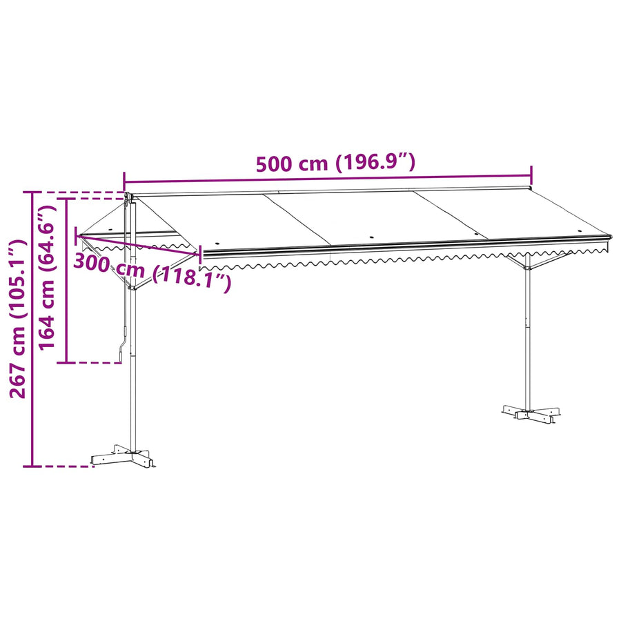 Vrijstaande luifel Grijs 5 x 3 m Polyester