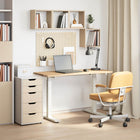 Desk White and Natural 120 x 60 cm Solid Oak