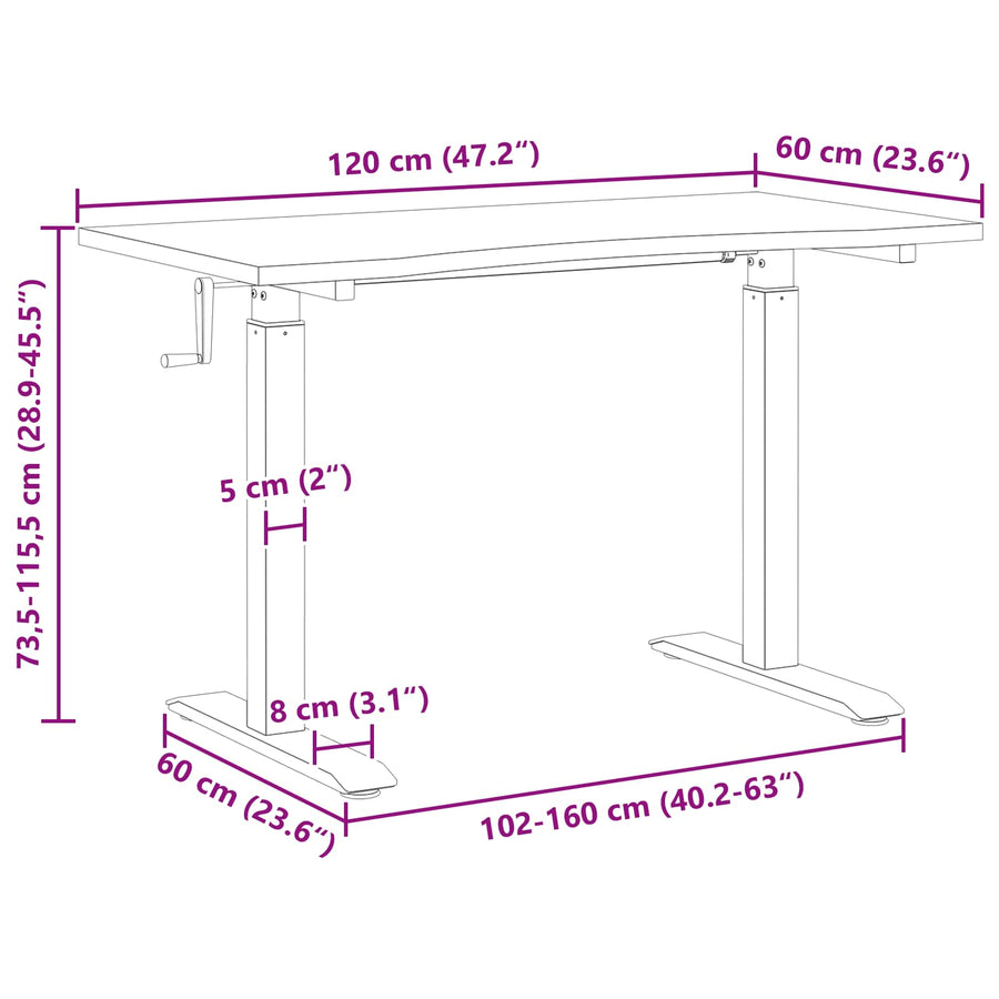 Bureau Wit en Natuurlijk 120 x 60 cm Massief Eikenhout