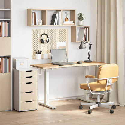 Bureau Wit en Natuurlijk 140 x 60 cm Massief Eikenhout