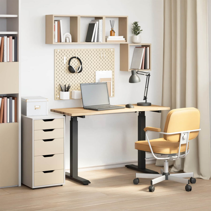 Bureau Zwart en natuurlijk 120 x 60 cm Massief Eikenhout