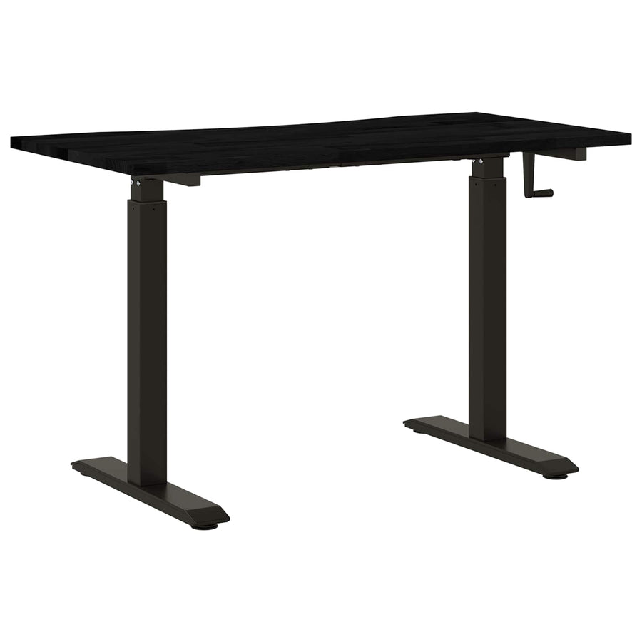 Bureau Zwart en Donkerbruin 120 x 60 cm Massief Eikenhout