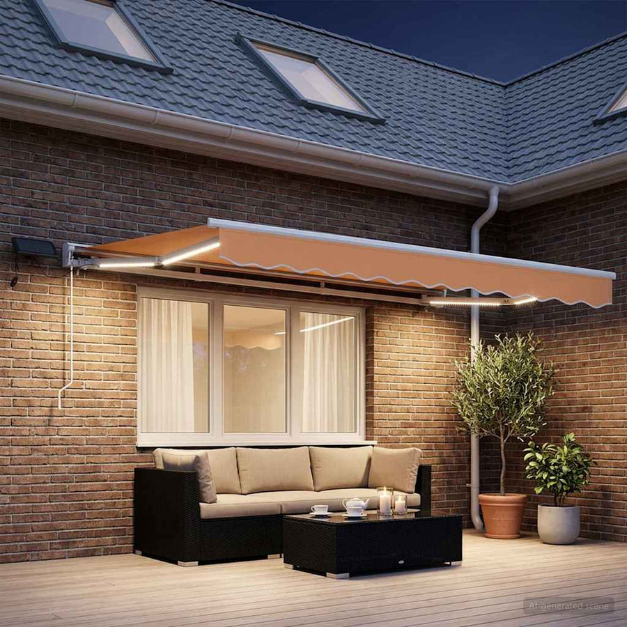 Handmatige Luifelhouder met LED's Zand 2,5 x 2 m
