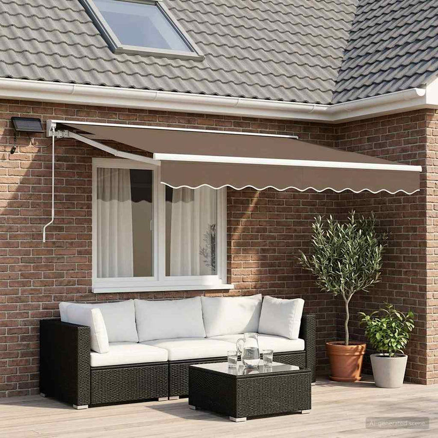 Handmatige Luifelhouder met LED's Taupe 3,5 x 2 m