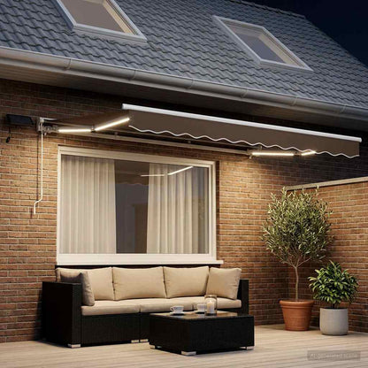 Handmatige Luifelhouder met LED's Taupe 3 x 2,5 m