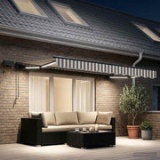 Luifel 3,5 x 2,5 m handmatig met LED lichtgrijs antraciet frame