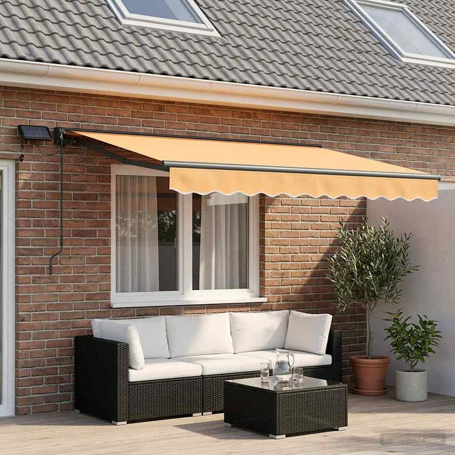 Handmatige Luifelhouder met LED's Zand 2,5 x 2 m