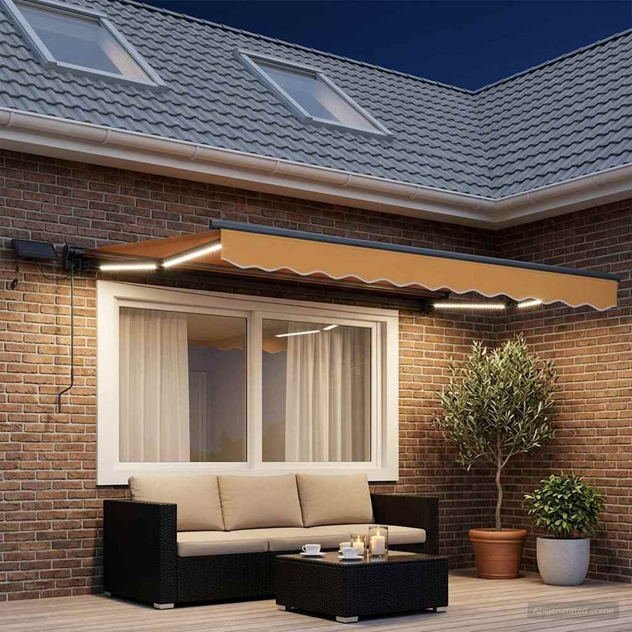 Handmatige Luifelhouder met LED's Zand 2,5 x 2 m