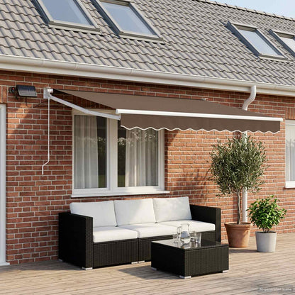 Handbediende luifel met LED's Taupe 100% Polyester en Aluminium