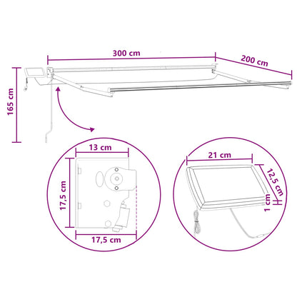 Handbediende luifel met LED's Taupe 100% Polyester en Aluminium