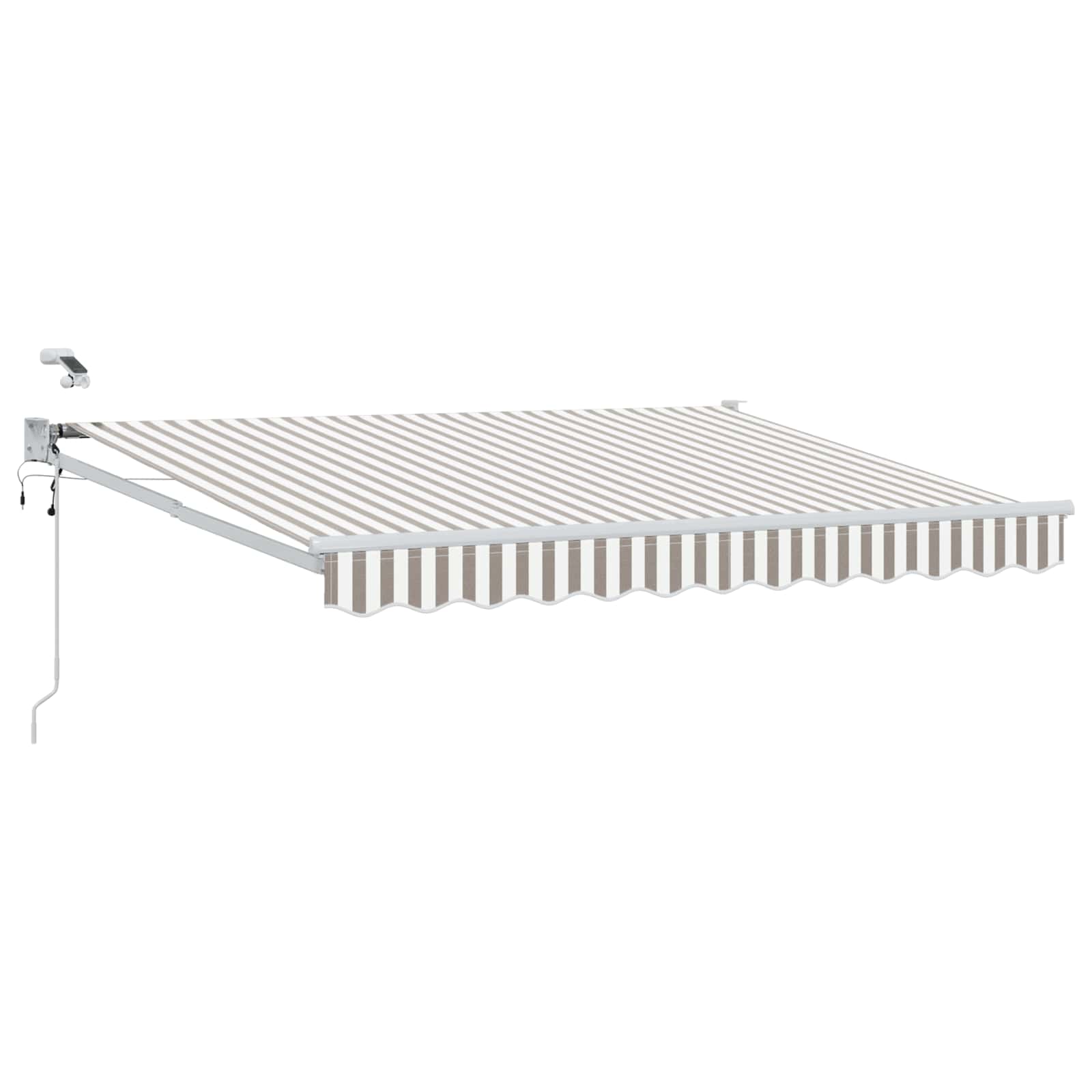 Elektrisch Uittrekbaar Zonnescherm Lichtgrijs en wit.