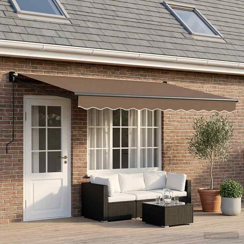 Uitschuifbare luifel Taupe 4 x 2 m 100% Polyester en Aluminium