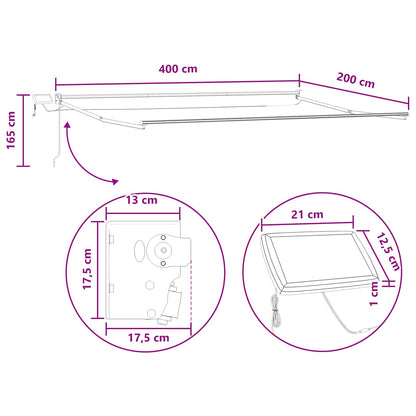 Handbediende luifel met LED's Zand 100% Polyester en Aluminium