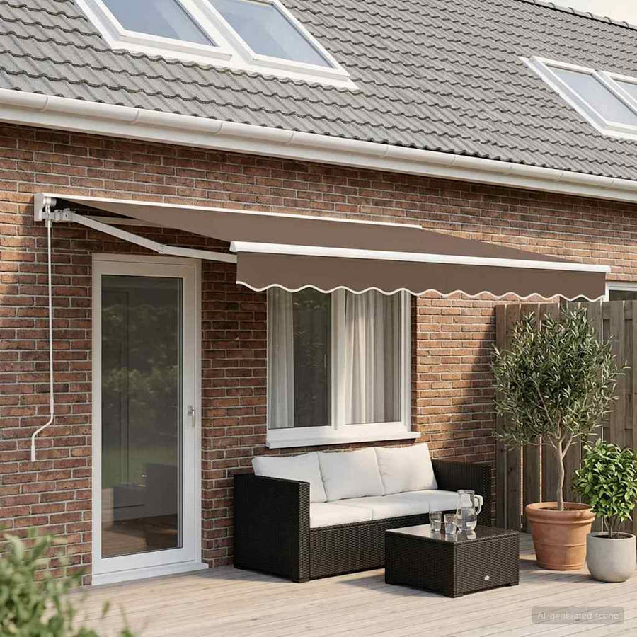 Handmatig uitschuifbare luifel Taupe 4,5 × 3,5 m