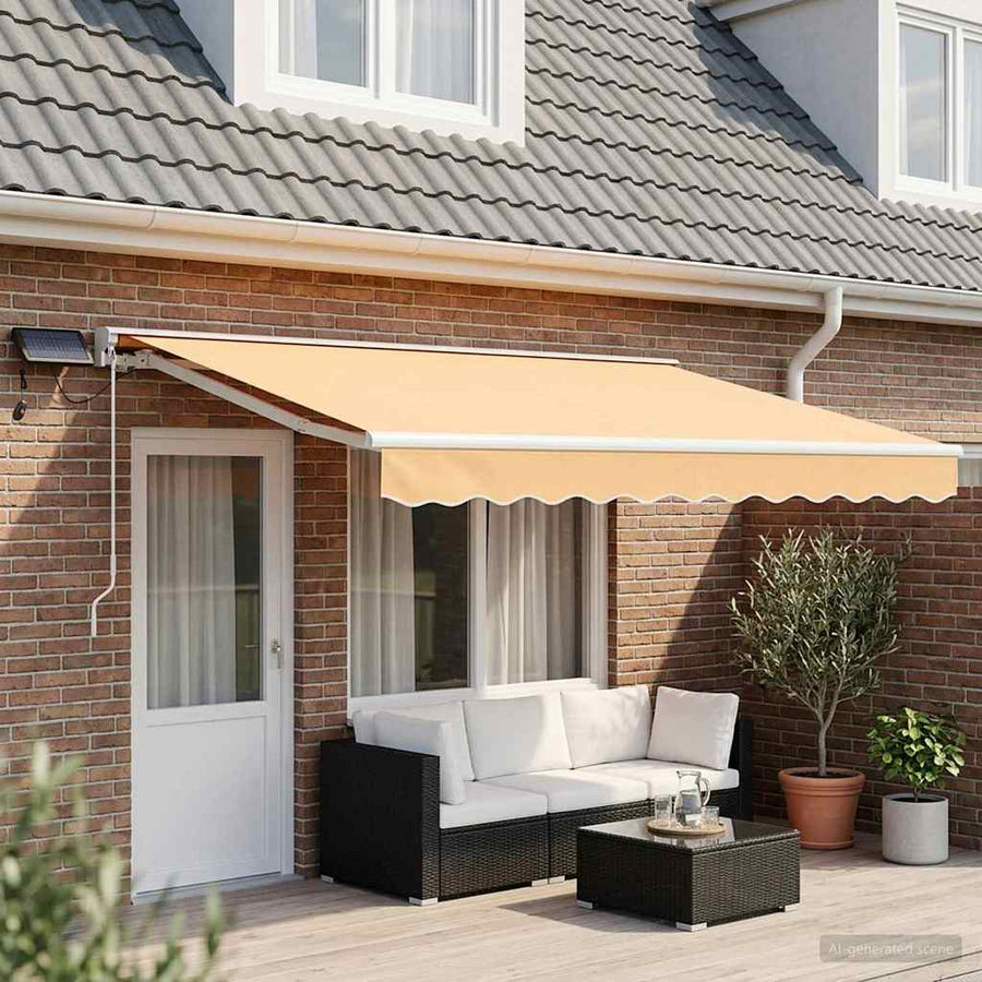 Handmatige Luifelhouder met LED's Zand 5 x 3 m
