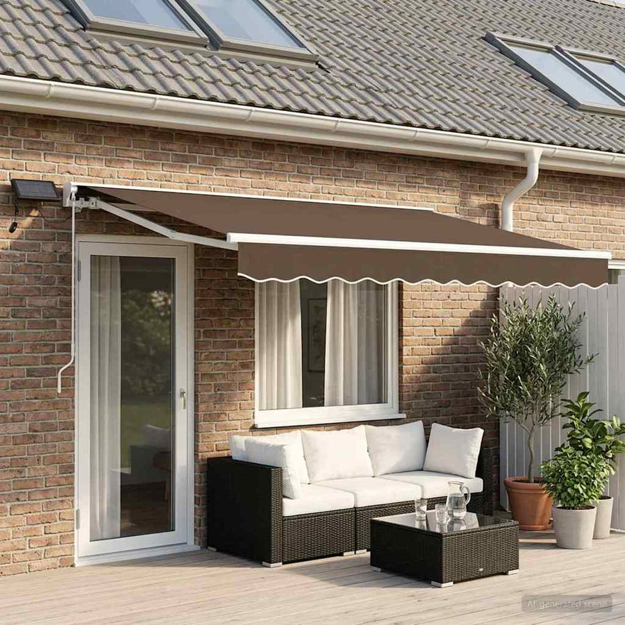 Handmatige Luifelhouder met LED's Taupe 4 x 2 m