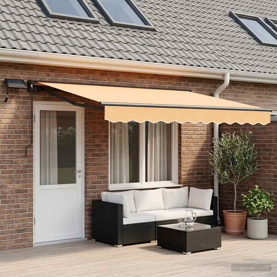 Handmatige Luifelhouder met LED's Zand 5 x 3 m