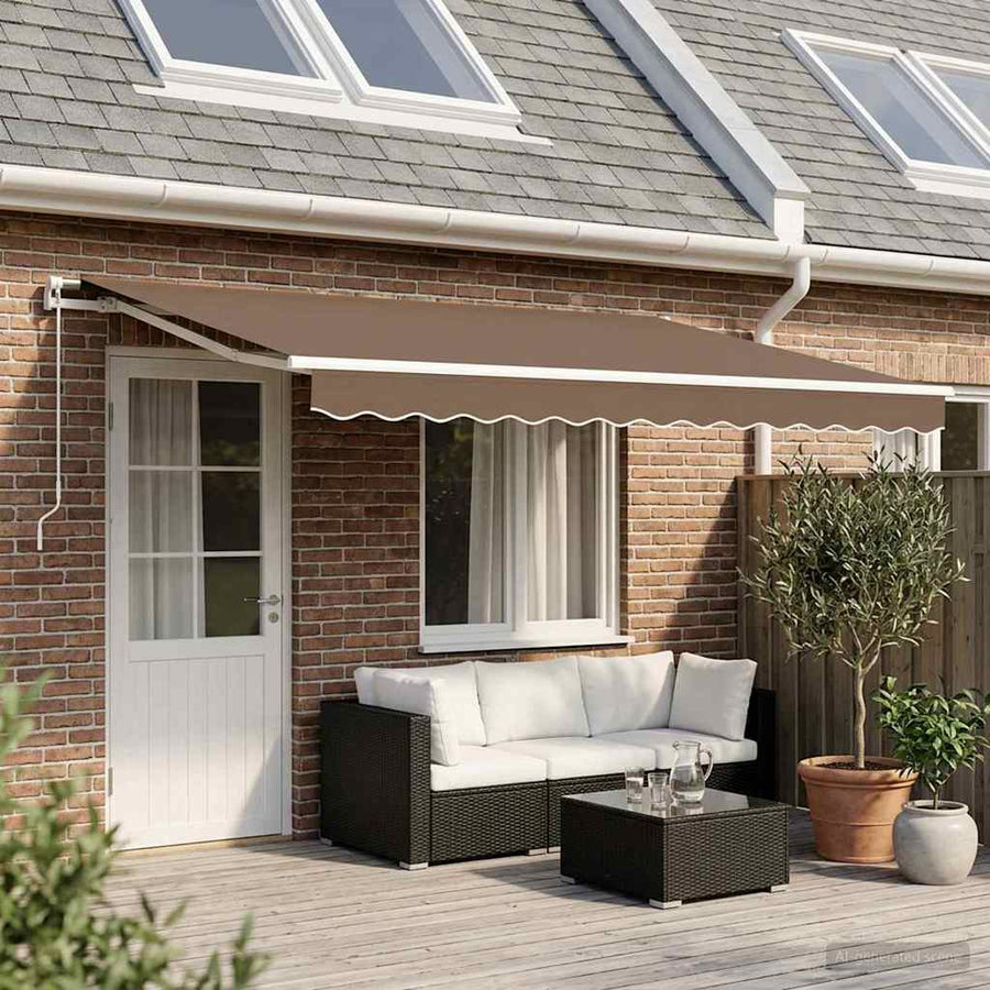 Uitschuifbare luifel Taupe 600 × 300 cm Polyester en Aluminium