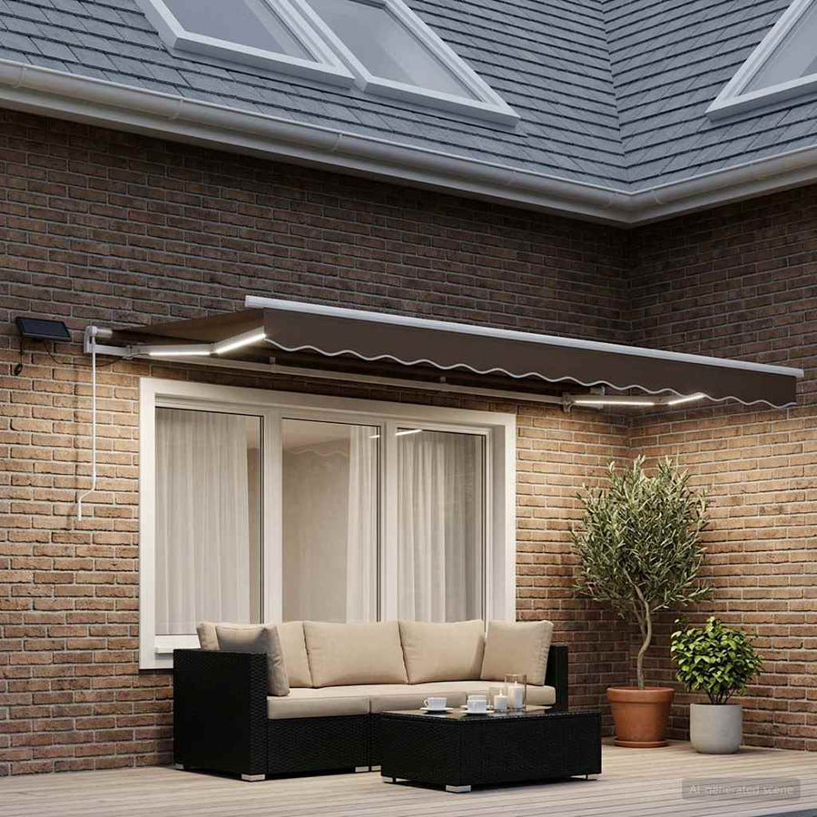 Uitschuifbare luifel Taupe 350 x 250 cm Stof en Aluminium