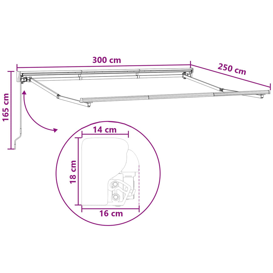 Uitschuifbare luifel Taupe 3 x 2,5 m Polyester en Aluminium