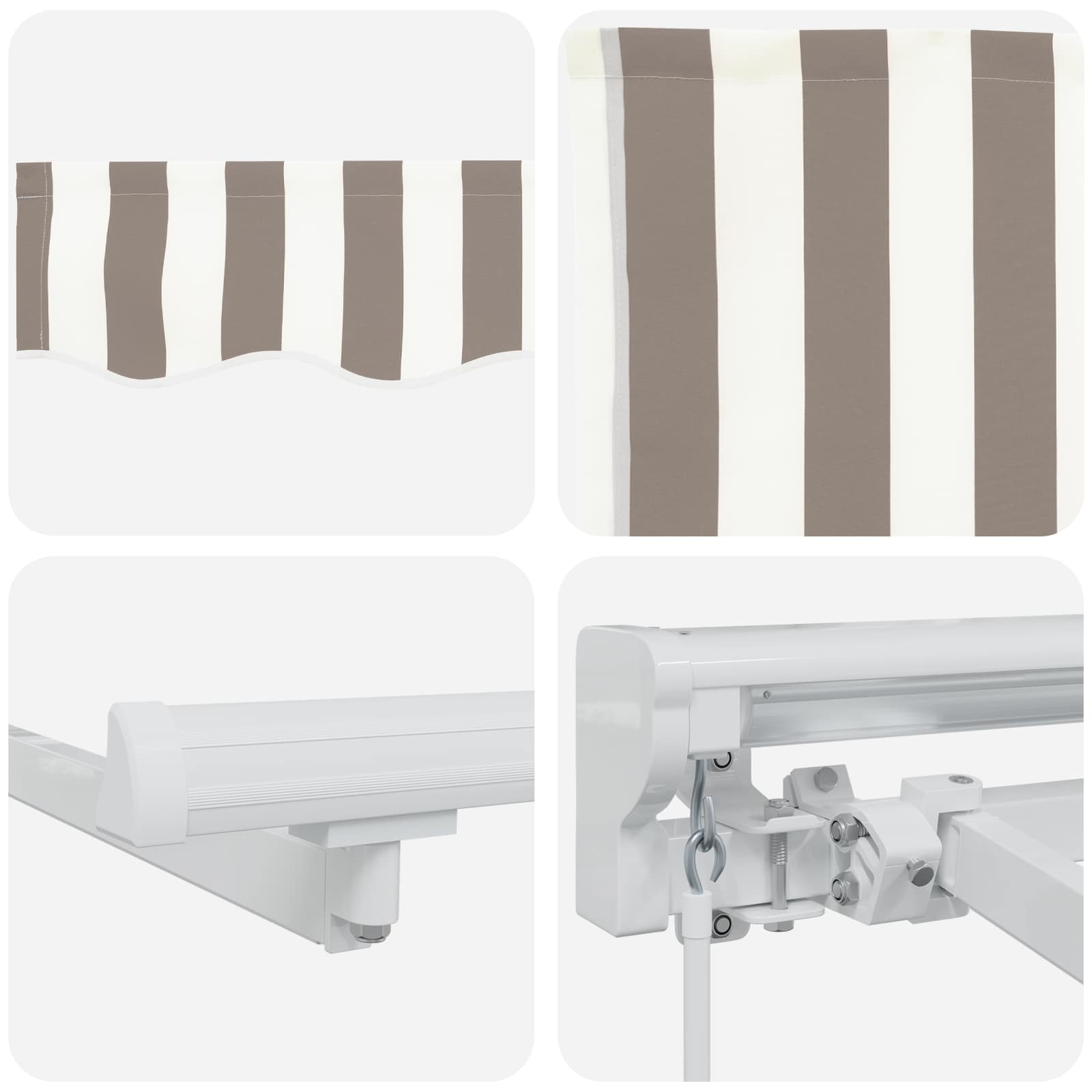 Handmatige Luifelhouder met LED's Lichtgrijs en wit. 3 x 2,5 m
