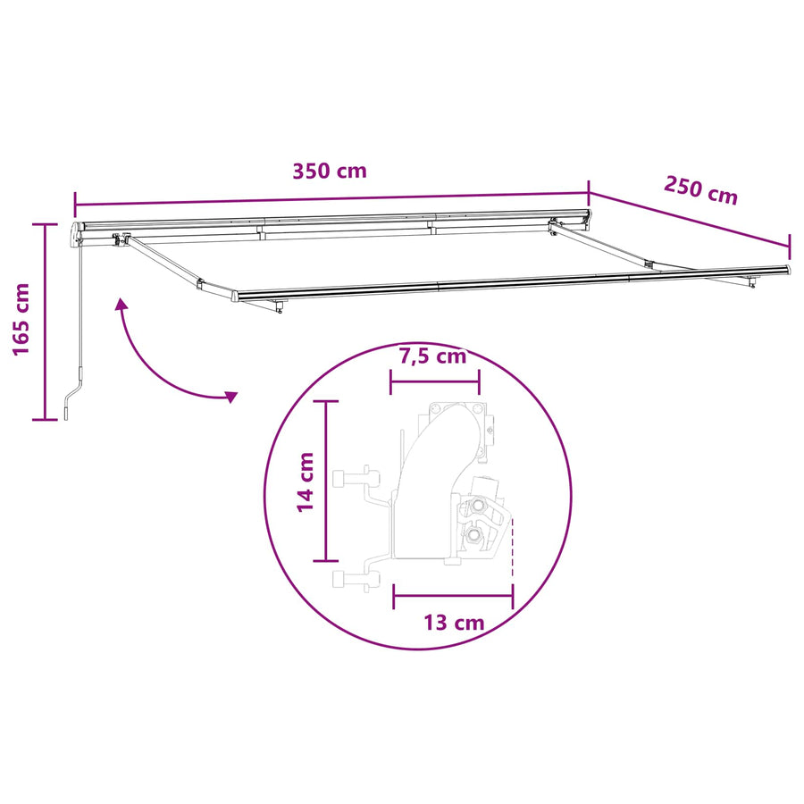 Uitschuifbare luifel Taupe 3,5 x 2,5 m Polyester en Aluminium