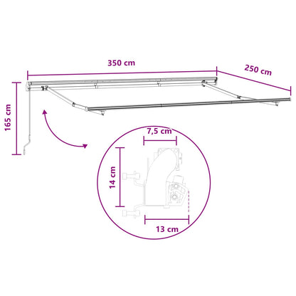 Uitschuifbare luifel Lichtgrijs en wit. 350 x 250 cm