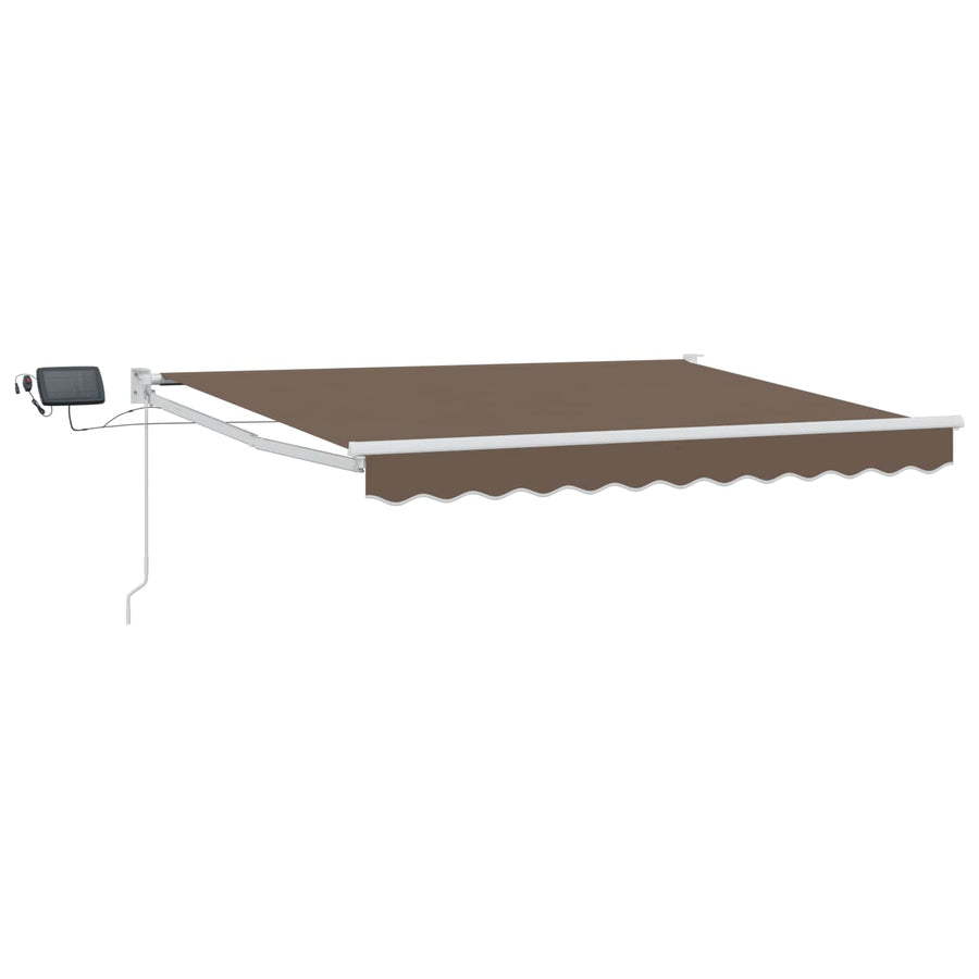 Handbediende luifel met LED's Taupe 100% Polyester en Aluminium