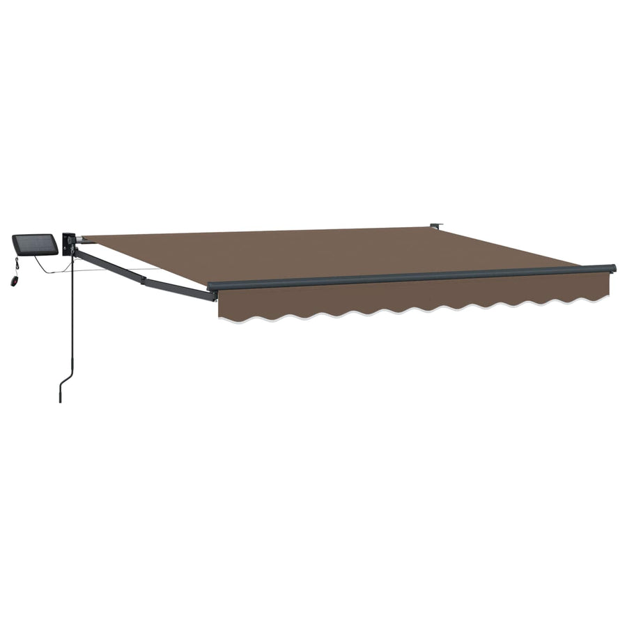 Handbediende luifel met LED's Taupe 100% Polyester en Aluminium
