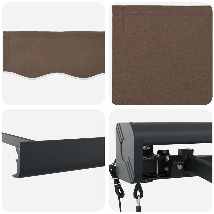 Uitschuifbare luifel Taupe 350 x 250 cm Stof en Metaal