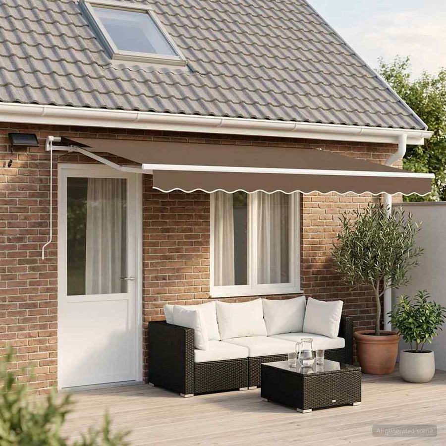 Uitschuifbare luifel Taupe 450 × 350 cm Stof en Aluminium