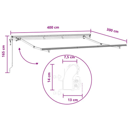 Uitschuifbare luifel Lichtgrijs en wit. 400 × 300 cm