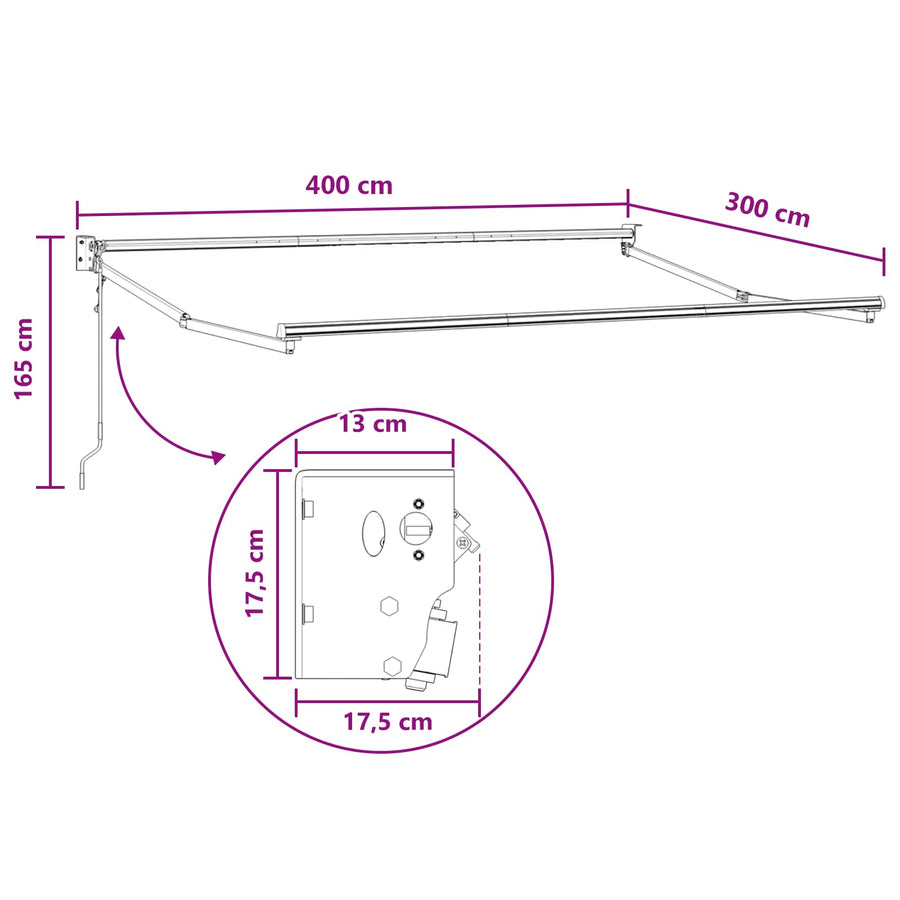 Markies Lichtgrijs en wit. 4 × 3 m Polyester en Metaal