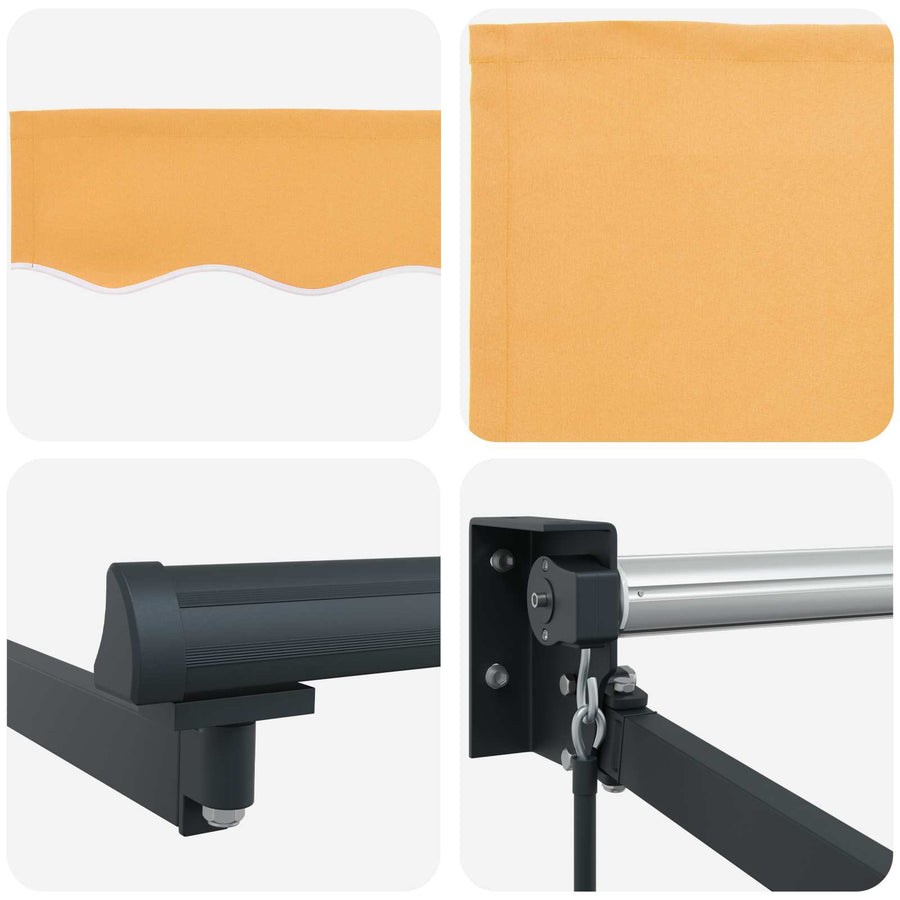 Handbediende luifel met LED's Zand 100% Polyester en Aluminium
