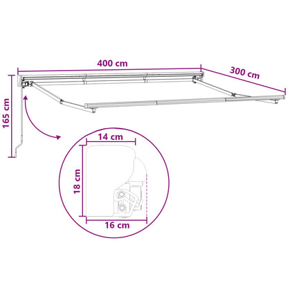 Uitschuifbare luifel Taupe 4 × 3 m Polyester en Aluminium
