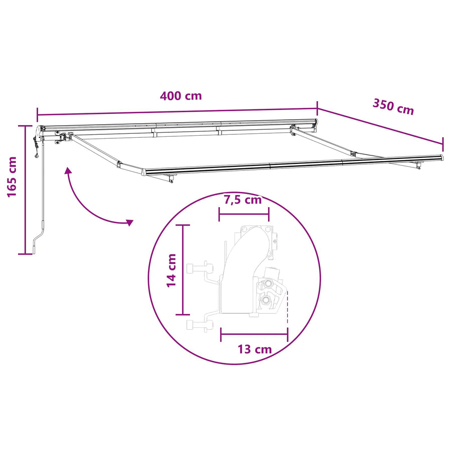 Uitschuifbare luifel Taupe 400 × 350 cm Stof en Aluminium