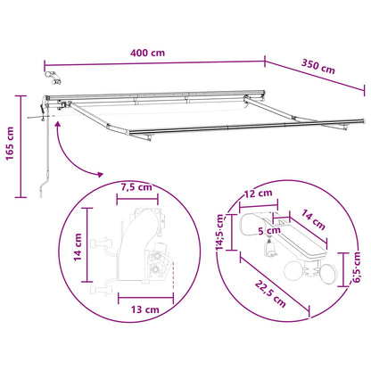 Luifeldoek Lichtgrijs en wit. 400 × 350 cm Polyester