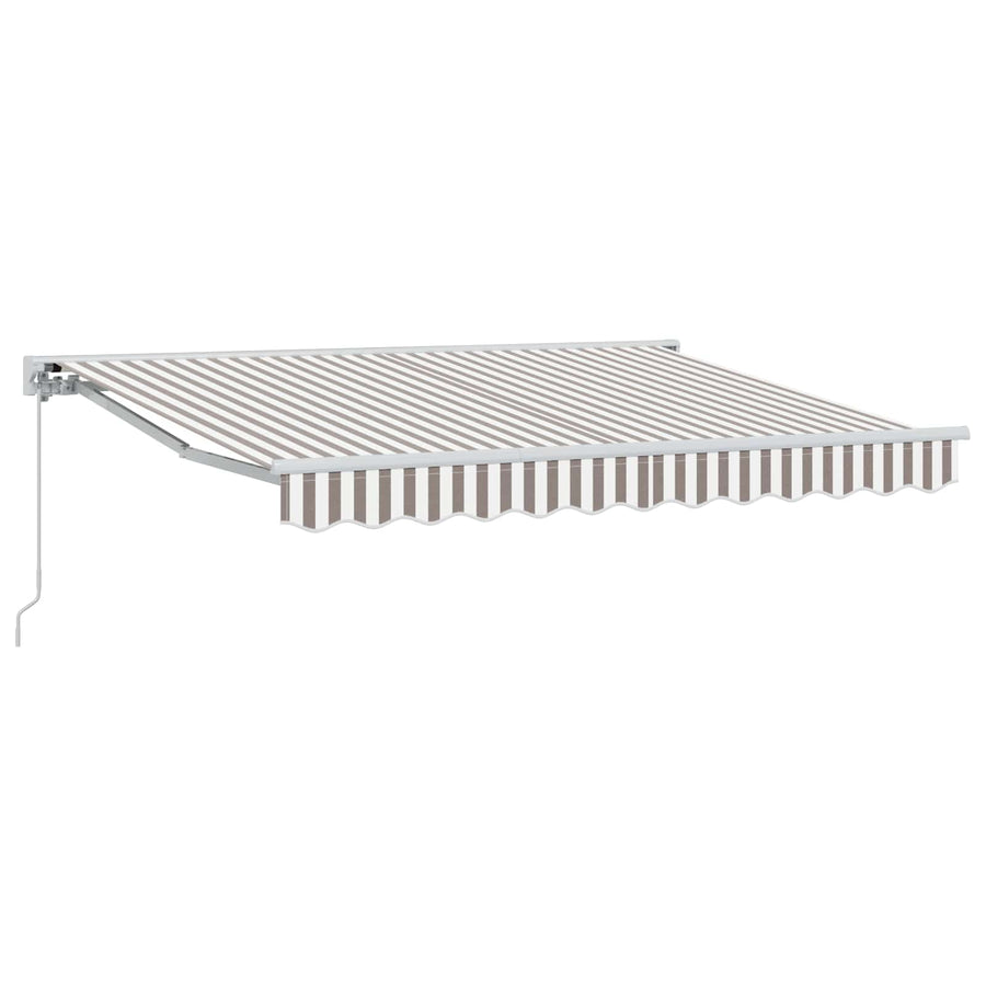 Handmatig uitschuifbare luifel Lichtgrijs en wit. 4 × 3,5 m