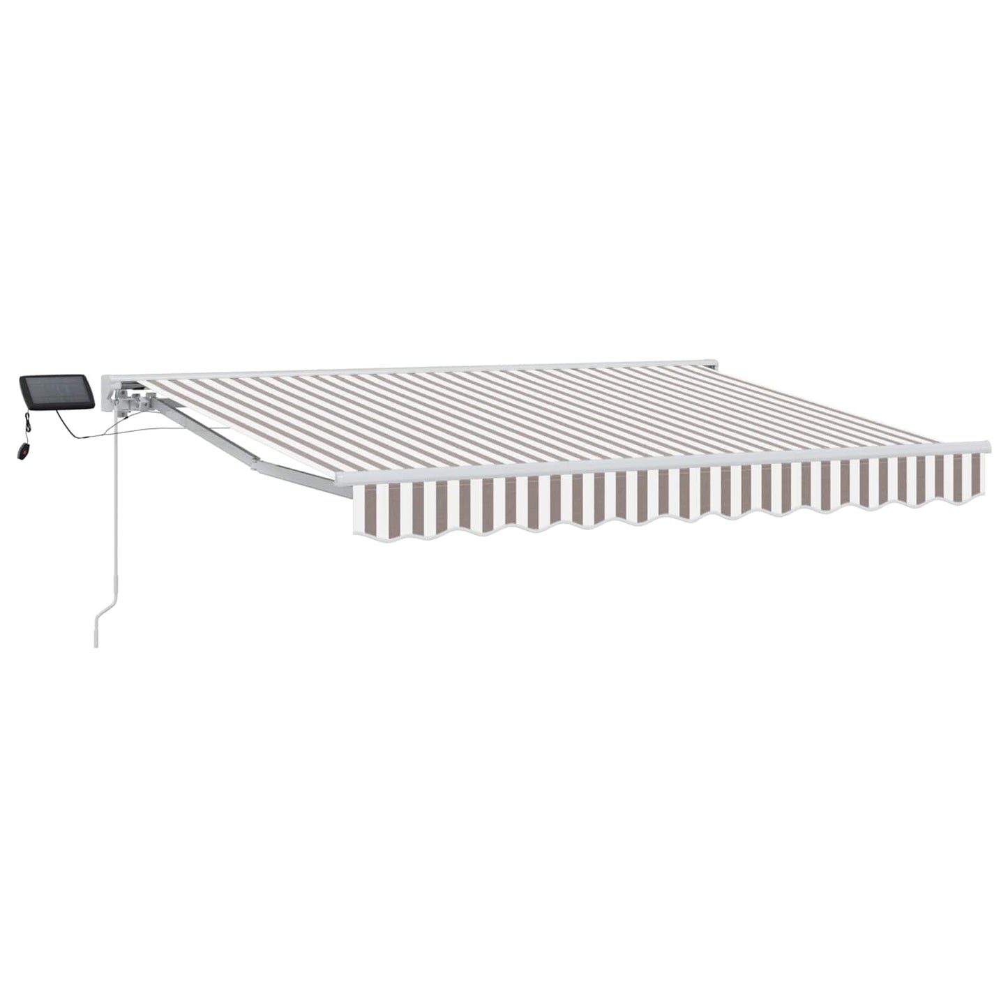 Handmatige Luifelhouder met LED's Lichtgrijs en wit. 4 × 3,5 m