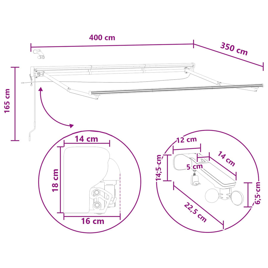 Elektrisch Uittrekbaar Zonnescherm Zand 4 × 3,5 m
