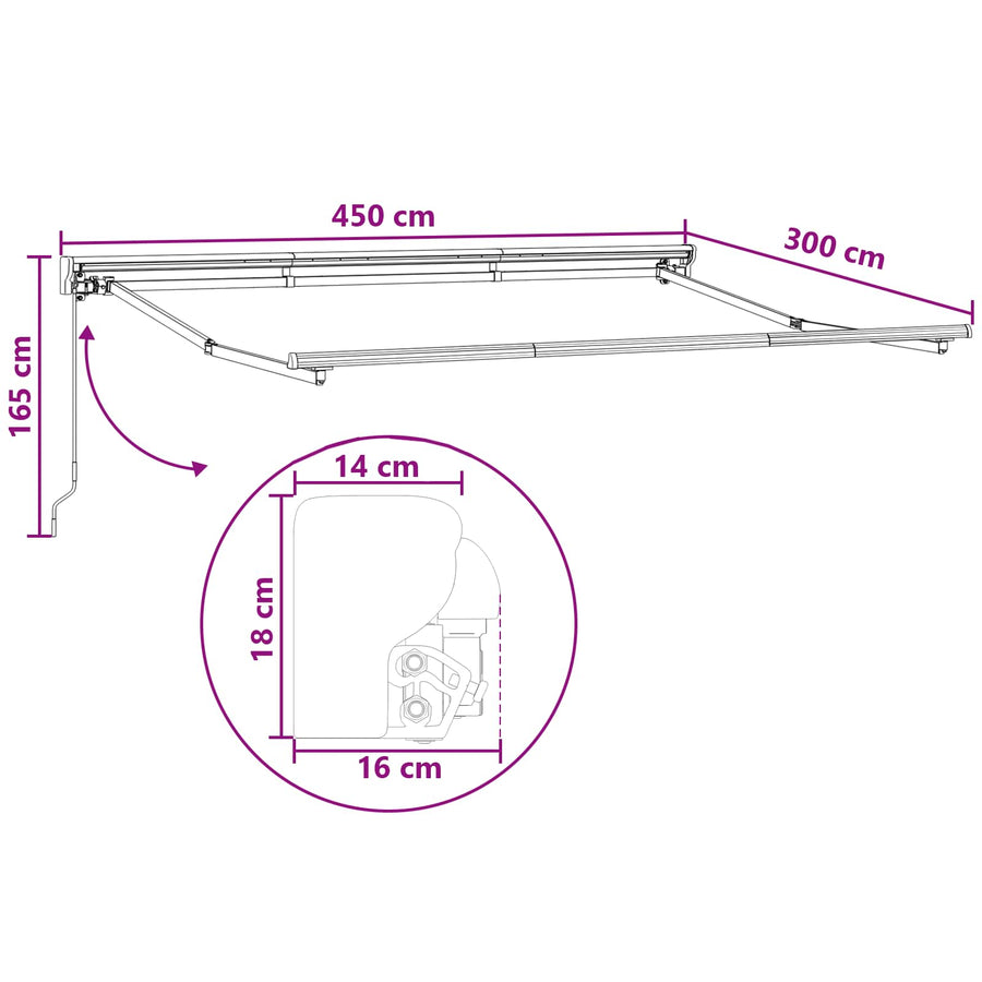 Uitschuifbare luifel Taupe 4,5 × 3 m Polyester en Aluminium