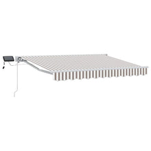 Handmatige Luifelhouder met LED's Lichtgrijs en wit. 4,5 × 3 m