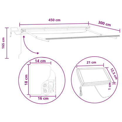 Handmatige Luifelhouder met LED's Taupe 4,5 × 3 m