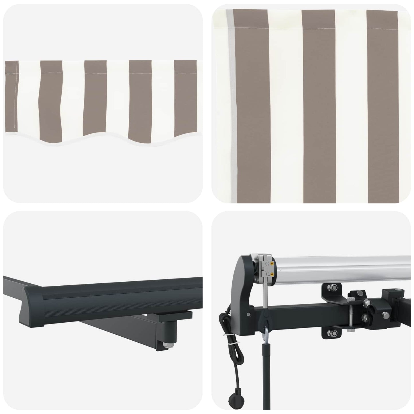 Uitschuifbare luifel Lichtgrijs en wit. 450 × 350 cm