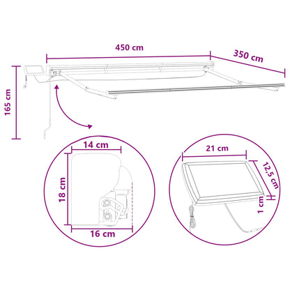 Handmatige Luifelhouder met LED's 4,5 × 3,5 m