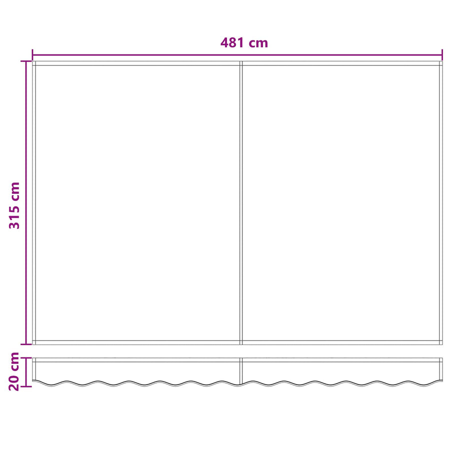Uitschuifbare luifel Lichtgrijs en wit. 5 x 3 m