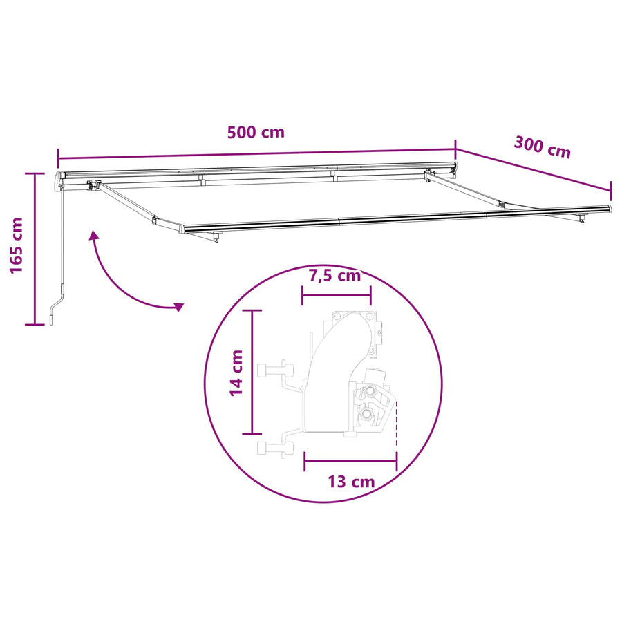 Uitschuifbare luifel Taupe 5 x 3 m Polyester en Aluminium