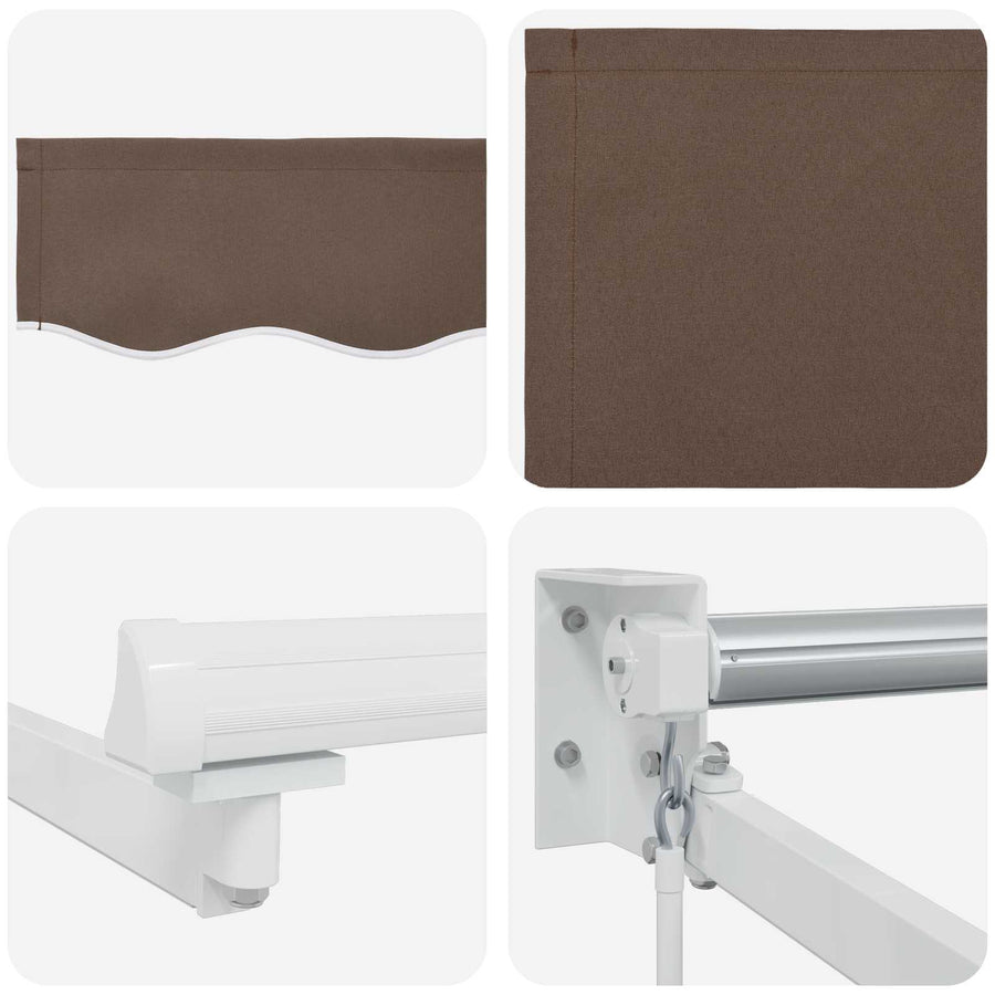Handbediende luifel met LED's Taupe 100% Polyester en Aluminium