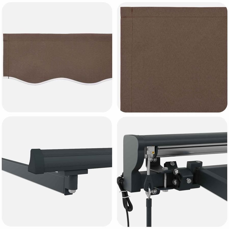 Uitschuifbare luifel Taupe 5 x 3 m Polyester en Aluminium
