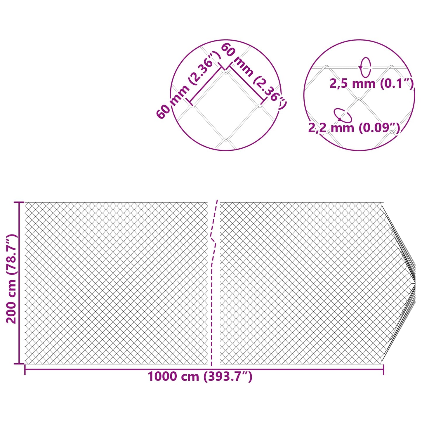 Draadgaashek Groen 2 x 10 m Staal
